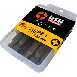 Насадка викруткова USH Isotin Pozidriv PZ1x50 мм Torsion титанове покриття 10 шт. (UUSG0213630)