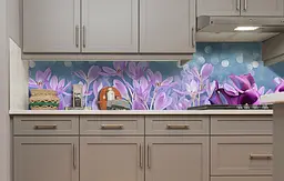 Вініловий кухонний фартух Акварельні Крокуси наклейка для кухні ПВХ Квіти Фіолетовий Happy Pocket Z181594 - мініатюра 5
