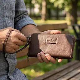 Чоловічий горизонтальний шкіряний клатч SHVIGEL 19121 коричневий - мініатюра 2