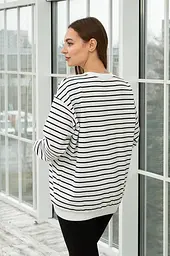 Світшот у смужку для вагітних і годувальниць Rimini L-XL Lullababe Білий з чорним - мініатюра 4
