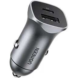 Автозарядка 2xUSB 30W (USB-A + USB-C) QC 4.0 Сіра (EC305) UGREEN (25845)