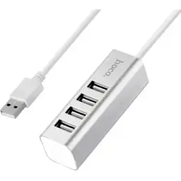 Концентратор Hoco USB 2.0 to 4xUSB Line machine HB1 Silver (6957531038146)