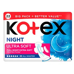 Прокладки гігієнічні Kotex Ultra Soft Night Quadro 22 шт - мініатюра 2