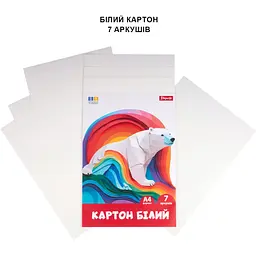 Картон білий 1Вересня Classic 7 аркушів А4 паперовий рукав (954899) - мініатюра 2