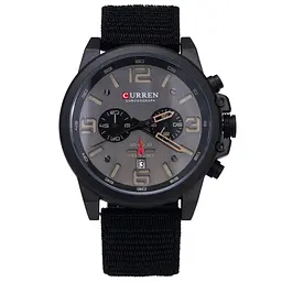 Наручний годинник чоловічий Curren Monreal Armor Black 2 ремінці Чорний (3598)