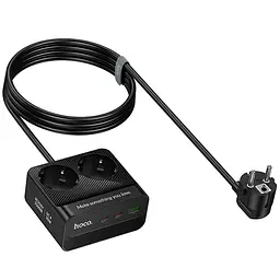 Подовжувач Hoco AC27 Descanso (PD30W/2C/1A/2xSocket) (2m) Black - мініатюра 4