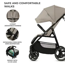 Прогулянкова коляска Kinderkraft Trig 3 Stone Beige (KSTRIG03BEG0000) - мініатюра 4