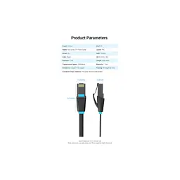 Патч-корд Vention 3 м, UTP Cat. 6 RJ-45 плаский чорний (IBJBI) - мініатюра 9