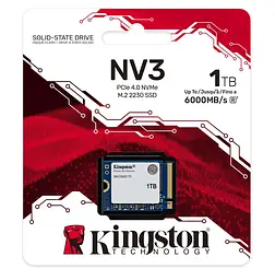 Твердотільний SSD накопичувач 1Tb, Kingston NV3, PCI-E 4.0 x4, M.2 2230, 3D TLC, 6000/4000 МБ/с (SNV3SM3/1T0) - мініатюра 3