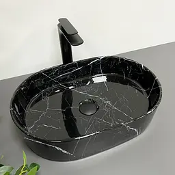 Умивальник VBI Verona 50 black marmo накладний VBI-011314, Чорний - мініатюра 3