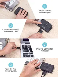 Адаптер Alxum SATA/IDE на USB 3.0 для підключення HDD та SSD 2.5"/3.5" - мініатюра 4