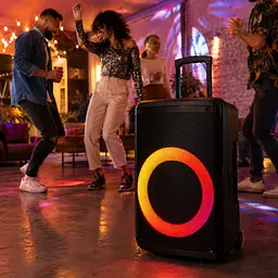 Портативна акустика ZXX-7878 / Акумуляторна колонка з Bluetooth, TWS, FM, USB, SD, RGB-підсвічуванням / Караоке колонка-валіза з 2 мікрофонами та пультом ДУ - мініатюра 3