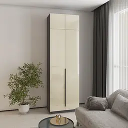 Шафа 2-дверна з антресоллю MebelStar Оскар Gloss BL-B, додаткова штанга 80x52x260 см Антрацит/Альмонд (MBS-5354)