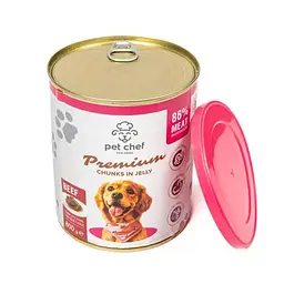 Вологий корм для дорослих собак Pet Chef, шматочки в желе з яловичиною 800 г - мініатюра 3