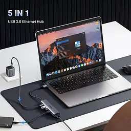 Хаб USB 3.0 -> 3хUSB 3.0/Type-C+RJ45(1000M) Ethernet 5 in 1 Hub CM475 Ugreen - мініатюра 3