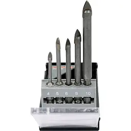Набір свердел по склу і кераміці Sthor 4-10 мм HEX-1/4, 5 шт. (21709) - мініатюра 2