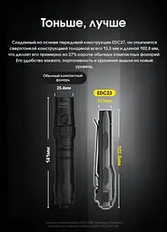 Потужний ручний ліхтар Nitecore EDC23 2500лм USB-C (6 режимів) Чорний - мініатюра 6