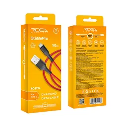 Кабель для зарядки и обмена данными USB Ridea RC-ST74 StablePro 60W 20V/3A USB-Type C 1 м Красно-черный - миниатюра 2