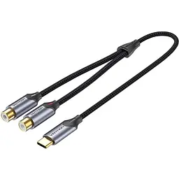 Перехідник Audio Type-C М 2RCA F 0,5м чорний Vention