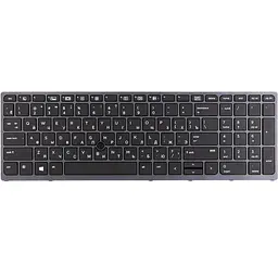 Клавіатура для ноутбука HP Zbook 15 G3 чорна, сірий фрейм, підсвічування