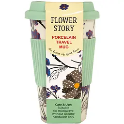 Чашка Keramia Flower story із силіконовою кришкою 440 мл бірюзова (21-279-124) - мініатюра 3