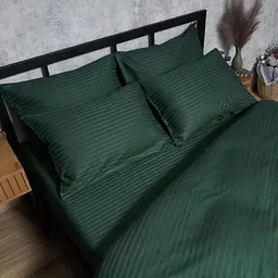 Комплект постільної білизни Moon&Star Satin Stripe Mystic Green Сімейний 143х210х2 наволочки 2х70х70 - мініатюра 7