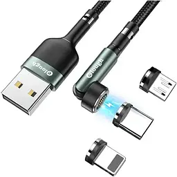 Кабель магнітний із швидкою зарядкою 7 Contact 3 A, 3 в 1 Micro USB/Lightining/Type C, обертання на 540°, 1 м Elough hoz0012450