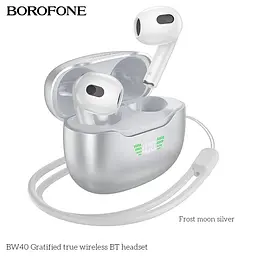 Навушники Borofone BW40 Gratified true wireless BT headset Frost Moon Silver - мініатюра 2