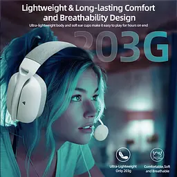 ATTACK SHARK L80 PRO Легка бездротова ігрова гарнітура BT/2.4G/ 40 мм динаміки,Білі - мініатюра 2