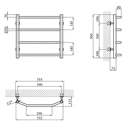 Сушарка для рушників водяна Kroner KRP Diva WT500x500-4 (CV036302) - мініатюра 5