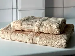 Набір турецьких бамбукових махрових рушників Zeron 50х90+70х140 Bamboo Agaс Desen бежевий 3 - мініатюра 2