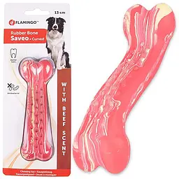 Flamingo Rubber Saveo Curved Bone Beef 13х4 см жевальна іграшка для собак смак яловичини
