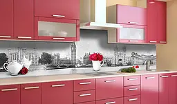 Кухонний фартух Лондон 3Д вінілова наклейка для кухні ПВХ старий Місто Сірий 60х200 см Happy Pocket Z181353 - мініатюра 3