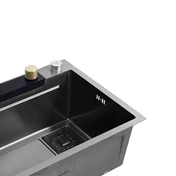 Кухонна мийка Kroner KRP Schwarze - SET7546HM PVD (3.0/0.7 мм) CV032277, Чорний - мініатюра 9