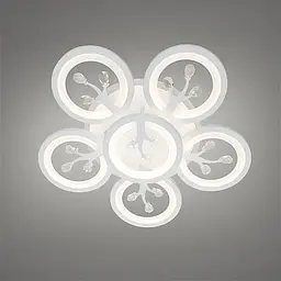 Стельовий LED-світильник «Біла орхідея» Diasha 8135/5+1WH — 95 Вт, диммер, пульт, 6 світлових кілець