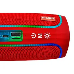 Портативна акумуляторна колонка 10W Bluetooth BT/USB/TF/FM з ремінцем та світломузикою 16см TG 288 червона - мініатюра 3