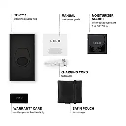 Ерекційне кільце з вібрацією LELO Tor 3 Black, керування зі смартфона - мініатюра 4