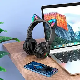 Навушники Borofone Cat ear BT headphones BO18 чорні - мініатюра 4