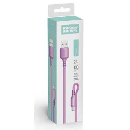 Дата кабель USB 2.0 AM to USB-C 1.0m soft silicone violet ColorWay (CW-CBUC044-PU) - мініатюра 2