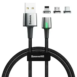 Кабель Baseus Zinc Magnetic Kit Cable USB to Lightning + Type-C + MicroUSB 2A 2m TZCAXC-B01 Black