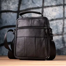 Невелика вертикальна сумка для чоловіків з натуральної шкіри Vintage s_15099 чорна - мініатюра 10