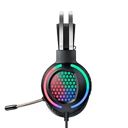 Дротові навушники ігрові Hoco Gaming LED Headphones ESD03, USB, 2х3.5mm, 2m, black - мініатюра 2