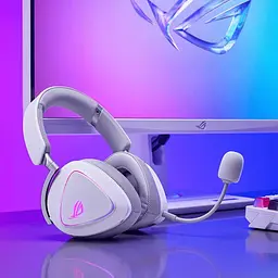 Ігрова гарнітура ASUS ROG Delta II BT/WL RGB Moonlight White (90YH03W0-BHUA10) - мініатюра 5