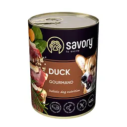 Вологий корм SAVORY повнораціонний для дорослих собак усіх порід з качкою, 400 г (арт.30471)