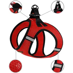 Шлея для собак Bronzedog Mesh Vest, розмір М, 42х47 см, червона - мініатюра 3