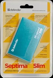 Хаб USB Septima Slim, Cyan, USB 2.0 - 7xUSB 2.0 Defender teh0019577 - мініатюра 5