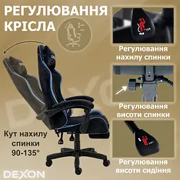 Геймерське крісло DEXON ONYX з підставкою для ніг, з велюру, Lagoon - мініатюра 6