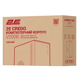 2E Корпус 2E Credo V200B без БЖ, 2xUSB3.0, 1x80мм, VGA 250мм, mATX, чорний - мініатюра 9