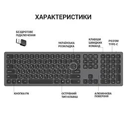 Клавіатура OfficePro SK1550 Wireless Black (SK1550B) - мініатюра 11