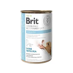 Вологий корм для собак Brit VetDiets Dog Obesity, при ожирінні та надмірній вазі, 400 г (ягня та горошок)